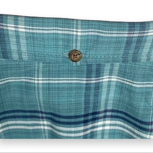 NWT Haggar Teal Plaid Button-Up Shirt Size S Easy Care Workwear Grandpacore - Picture 4 of 10